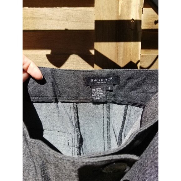 Sandro Business Casual Fit n Flare Skirt with Pockets Size 8 Women's Gray - Picture 3 of 3